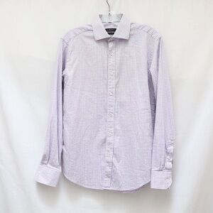 NWOT Bugatchi Shaped Fit men's button-down shirt cotton Small new lavender woven